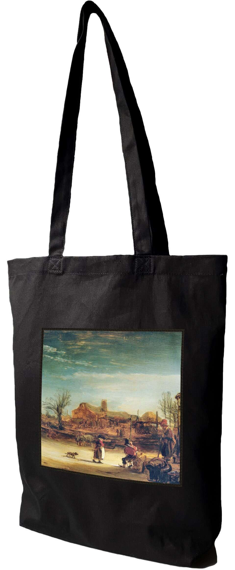 Torba z naszywką Zimowy pejzaż Rembrandt, Czarna