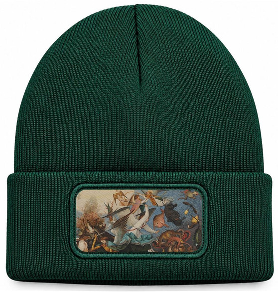 Czapka zimowa Upadek zbuntowanych aniołów Pieter Bruegel starszy – zielona
