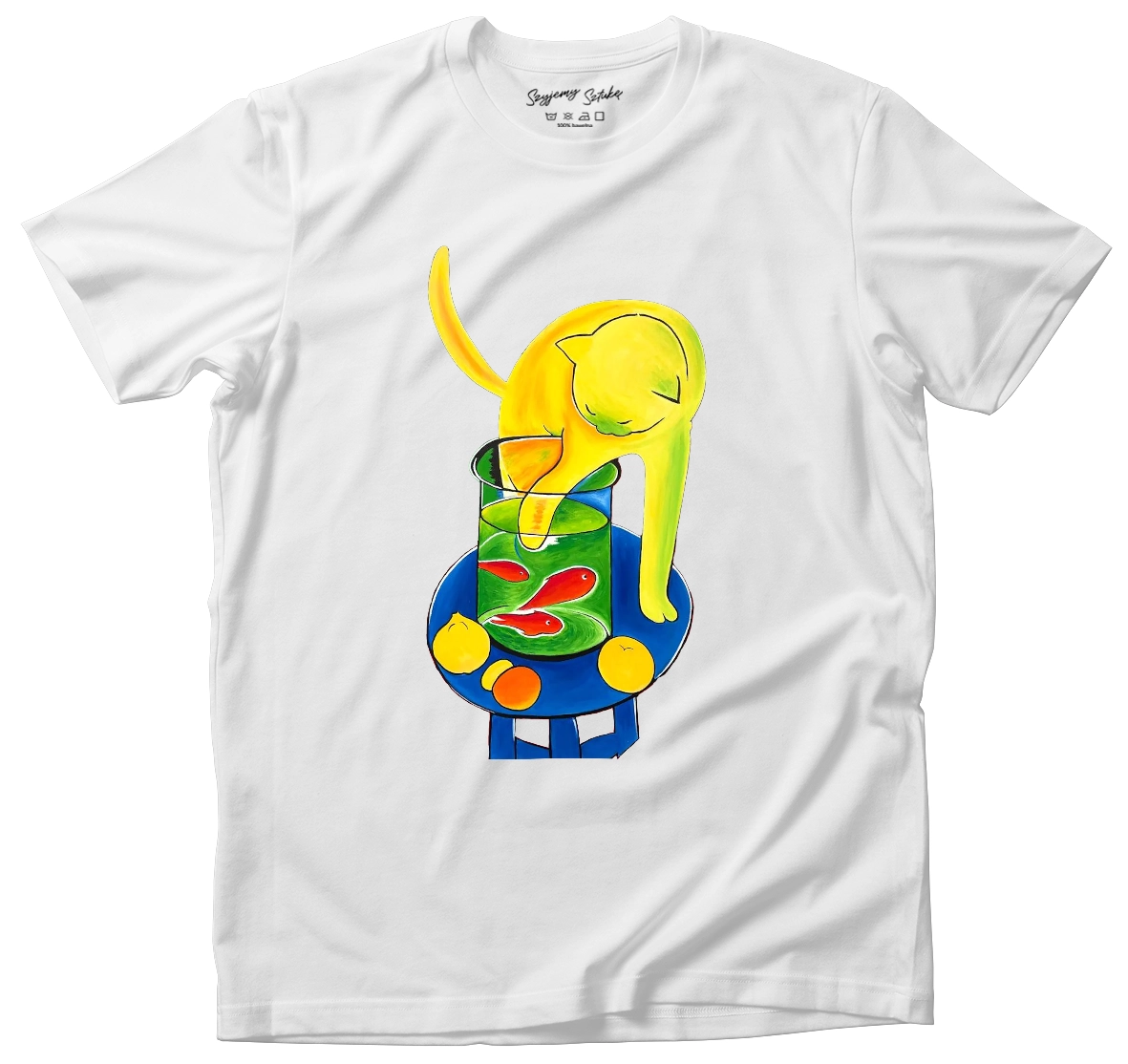 Koszulka Kot ze złotą rybką Henri Matisse– koszulka z nadrukiem obrazu, t-shirt ze sztuką