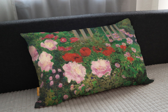 Poduszka Kwitnące kwiaty na ogrodzeniu ogrodu Koloman Moser