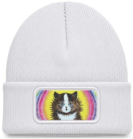 Czapka zimowa Kot w tęczy Louis Wain – biała
