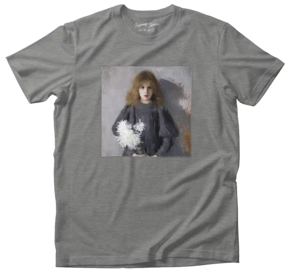 Koszulka z naszywką Dziewczyna z chryzantemami Olga Boznańska