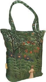 Torba na ramię shopper Woman Walking in an Exotic Forest Henri Rousseau