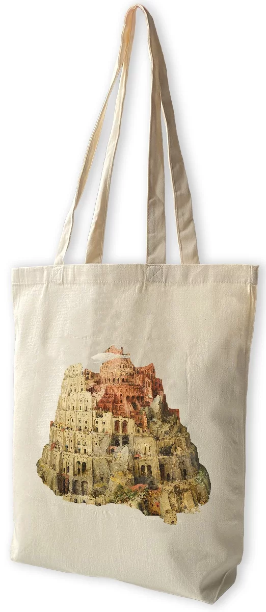 Torba bawełniana Wieża Babel Pieter Bruegel starszy, Biała