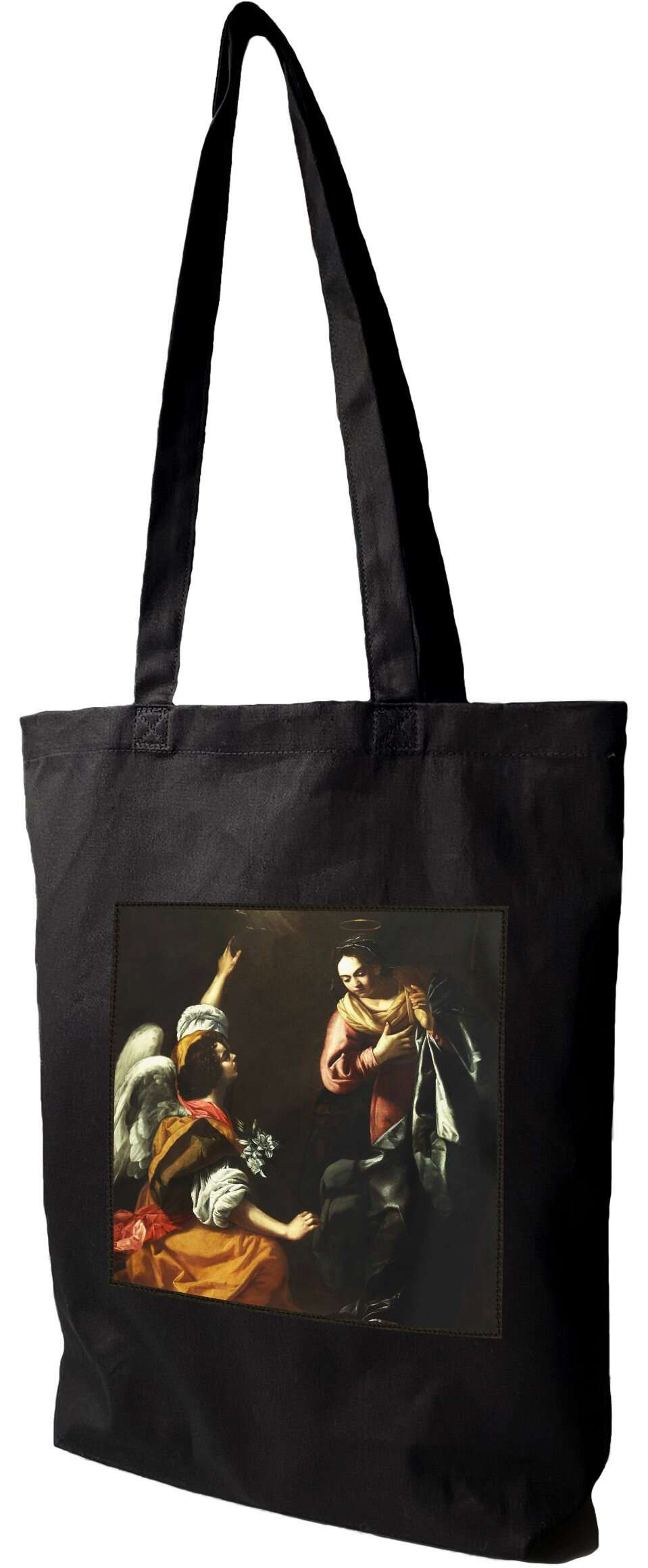 Torba z naszywką Zwiastowanie Artemisia Gentileschi, Czarna
