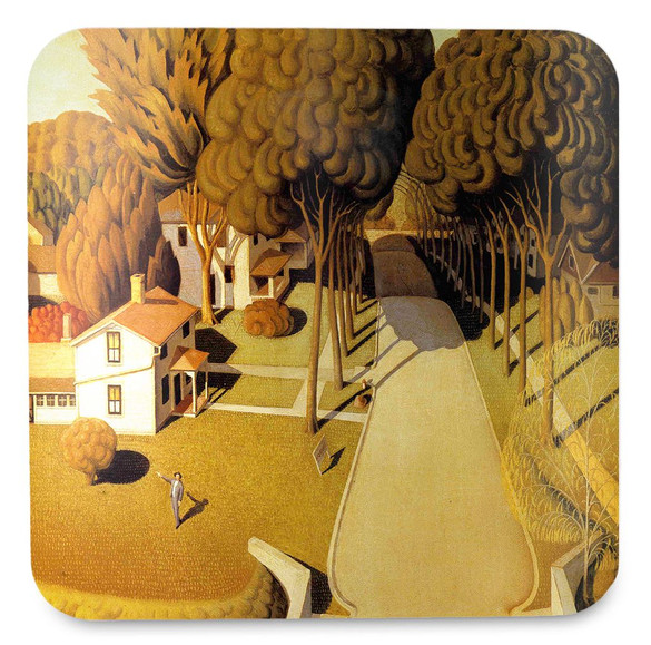 Podkładka pod kubek The Birthplace of Herbert Hoover Grant Wood