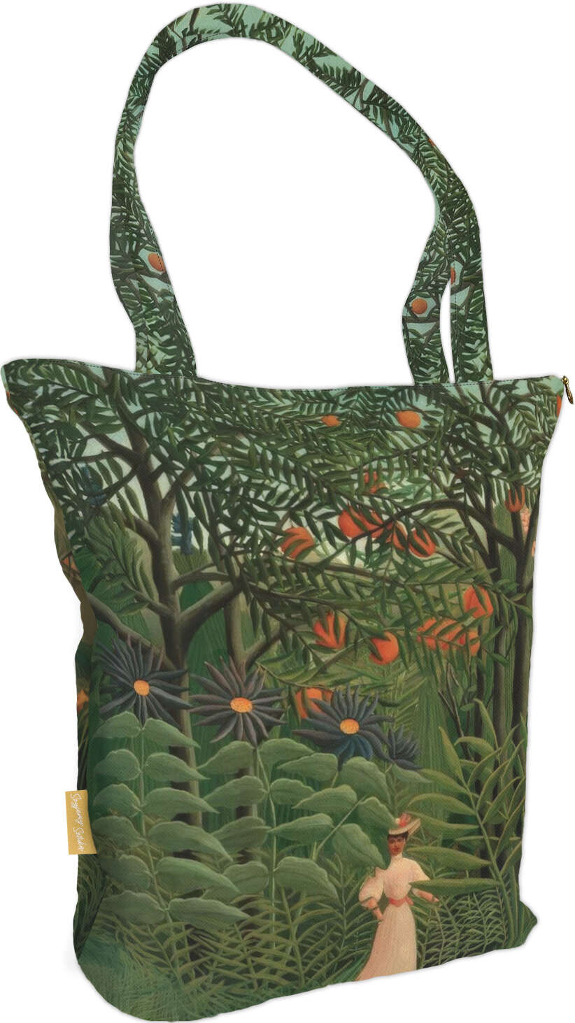 Torba na ramię shopper Woman Walking in an Exotic Forest Henri Rousseau