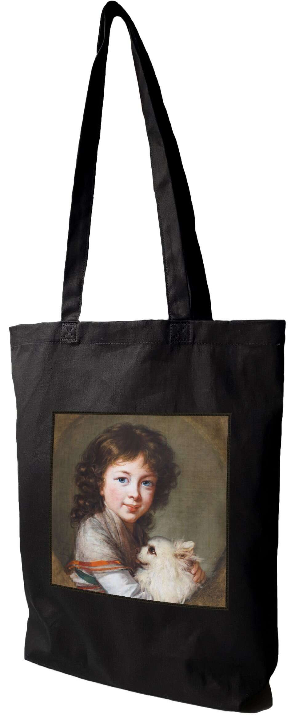 Torba z naszywką Portret Elisabeth Isabella Mniszech Élisabeth Vigée-Lebrun, Czarna
