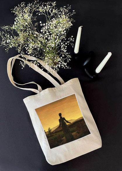 Torba z naszywką Kobieta na tle zachodzącego słońca Caspar David Friedrich