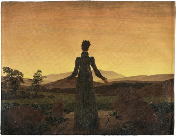 Podkładka na stół Kobieta na tle zachodzącego słońca Caspar David Friedrich