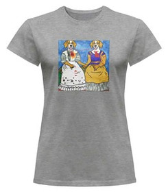 Bluzka damska z naszywką DOG PARODY: Dwie Fridy