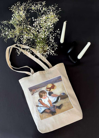 Torba z naszywką Dziewczynki bawiące się na plaży Mary Cassatt