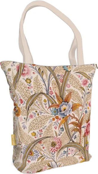 Torba na ramię shopper Projekt tkaniny z pasiastymi liśćmi William Kilburn