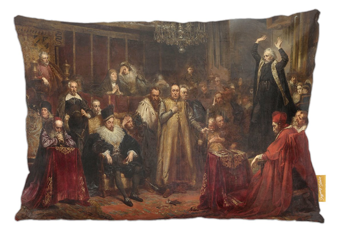 Poduszka dekoracyjna na prezent z obrazem Kazanie Skargi Jan Matejko Szyjemy Sztukę