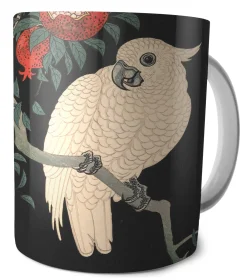 Kubek Biała papuga i granat Ohara Koson