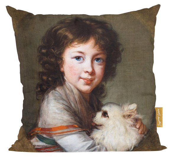 Poduszka Portret Elżbiety Mniszchówny z pieskiem Élisabeth Vigée-Lebrun