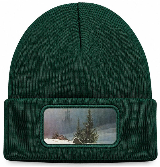 Czapka zimowa Pejzaż zimowy Caspar David Friedrich – zielona