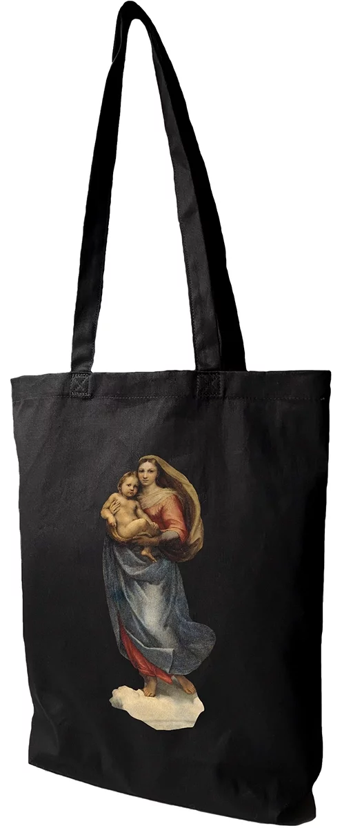 Torba bawełniana Madonna Sykstyńska Rafael Santi, Czarna
