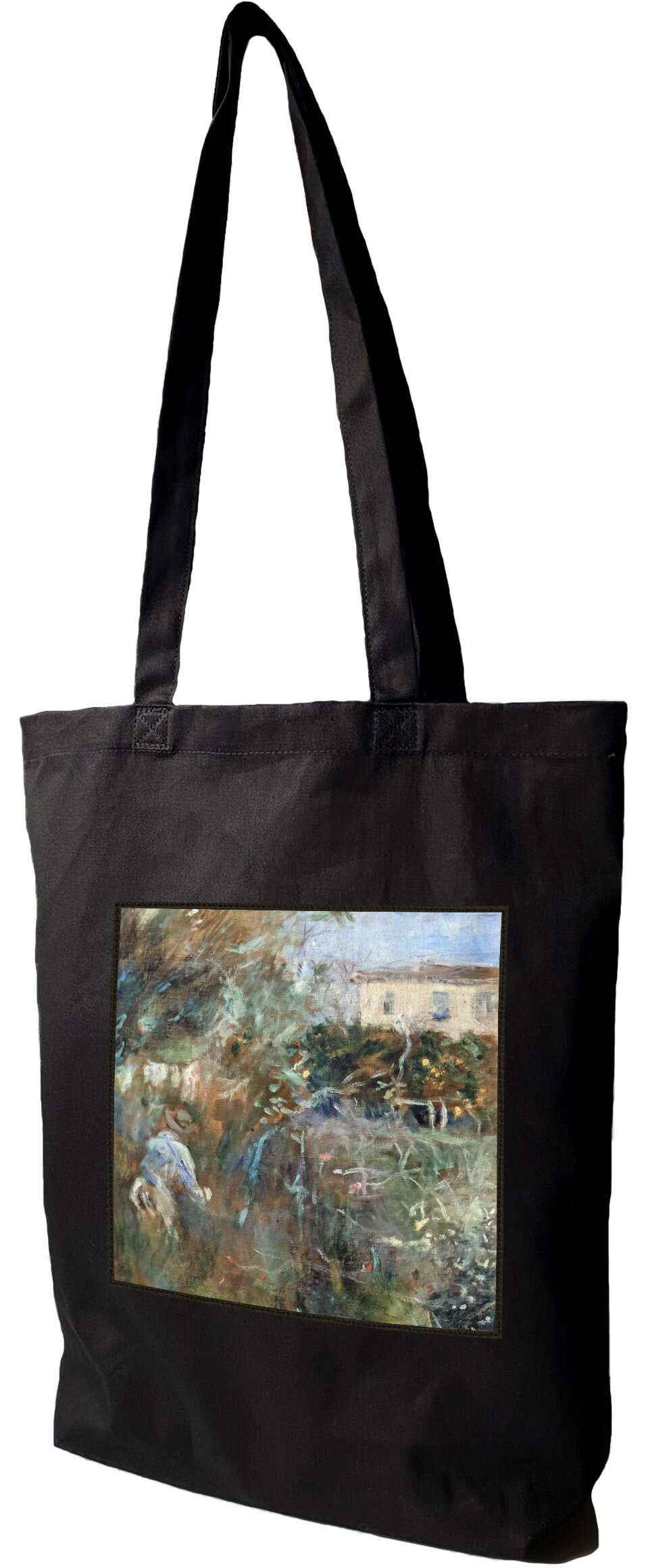 Torba z naszywką Kobieta w ogrodzie Berthe Morisot, Czarna