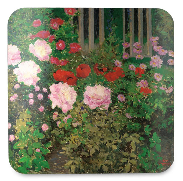 Podkładka pod kubek Kwitnące kwiaty na ogrodzeniu ogrodu Koloman Moser