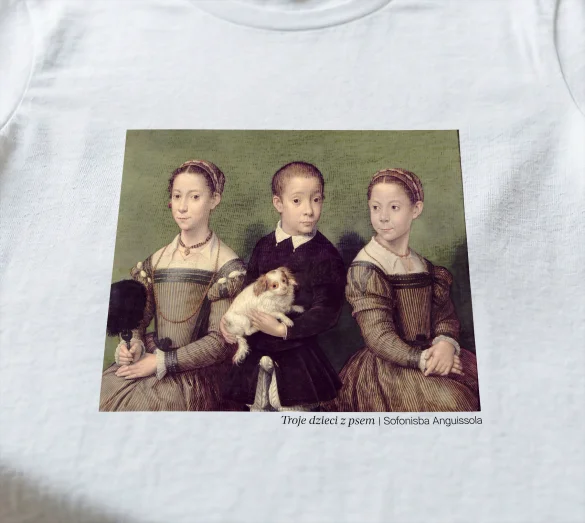 Koszulka z nadrukiem Troje dzieci z psem Sofonisba Anguissola