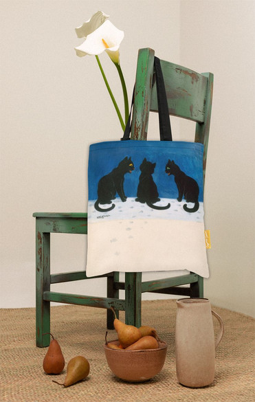 Torba na ramię Czarne koty na śniegu Louis Wain