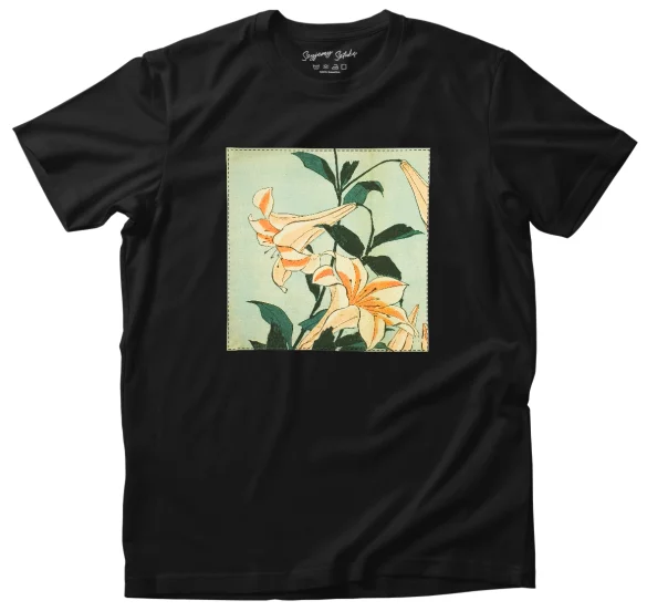 Koszulka z naszywką Lilie Katsushika Hokusai
