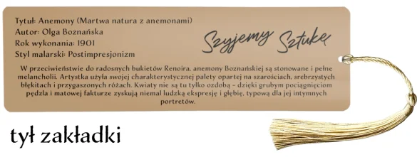 Zakładka do książki Kwiaty - Anemony Olga Boznańska