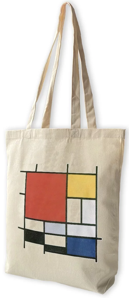 Torba bawełniana Kompozycja w czerwieni, żółci, błękicie i czerni Piet Mondrian, Biała