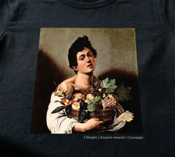 Koszulka z nadrukiem Chłopiec z koszem owoców Caravaggio