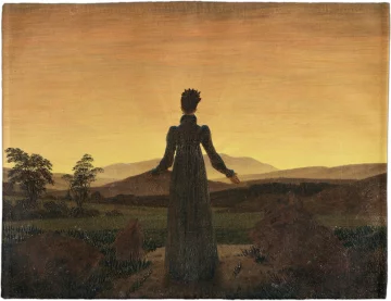Podkładka na stół Kobieta na tle zachodzącego słońca Caspar David Friedrich