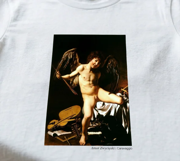 Koszulka z nadrukiem Amor Zwycięski Caravaggio