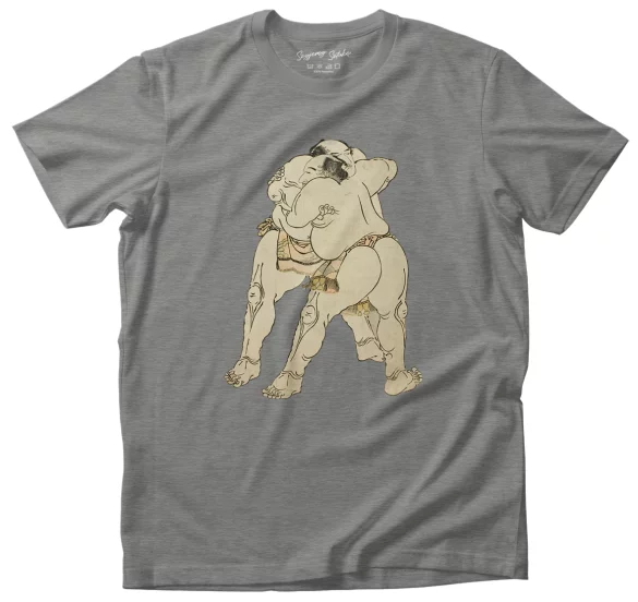 Koszulka Zapaśnicy sumo Uzugafuchi Kandayu i Takasaki Ichijuro Katsushika Hokusai