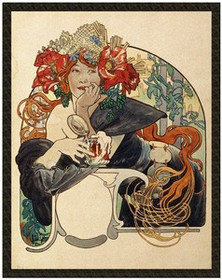 Naszywka Bières De La Meuse (Piwo z mezy) Alfons Mucha