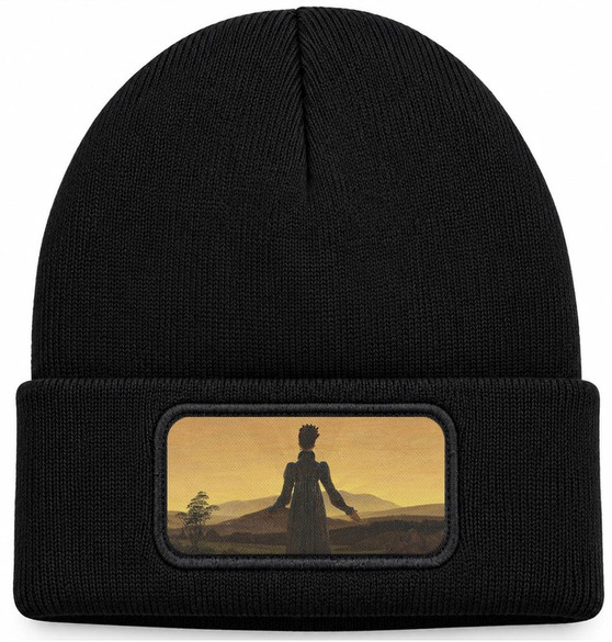 Czapka zimowa Kobieta na tle zachodzącego słońca Caspar David Friedrich – czarna