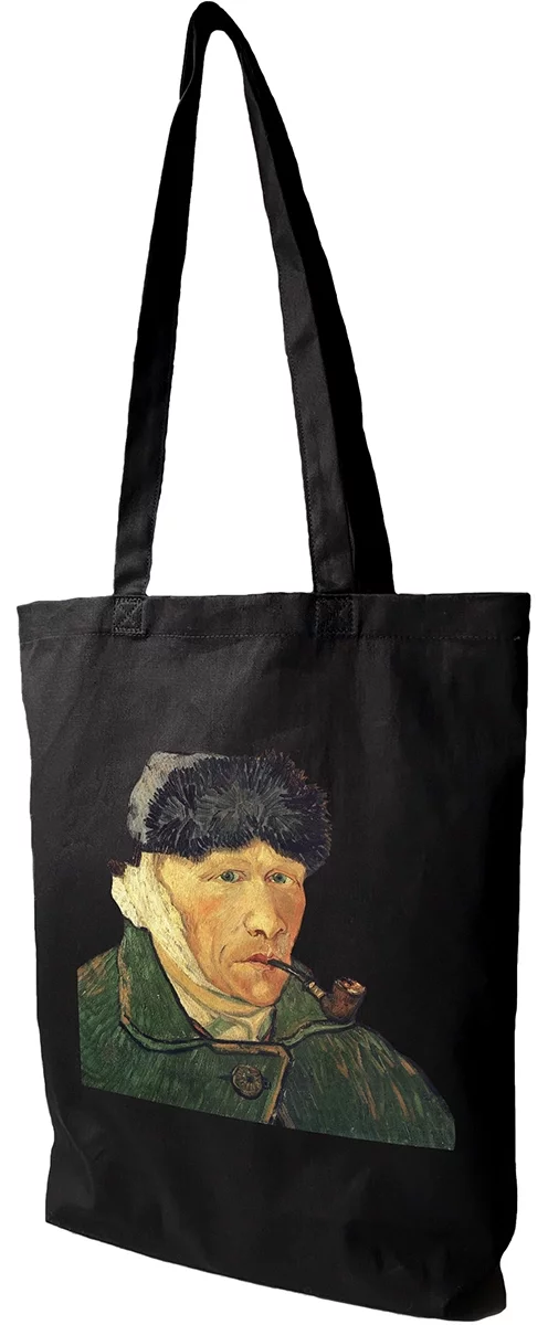 Torba bawełniana Autoportret z zabandażowanym uchem Vincent Van Gogh, Czarna