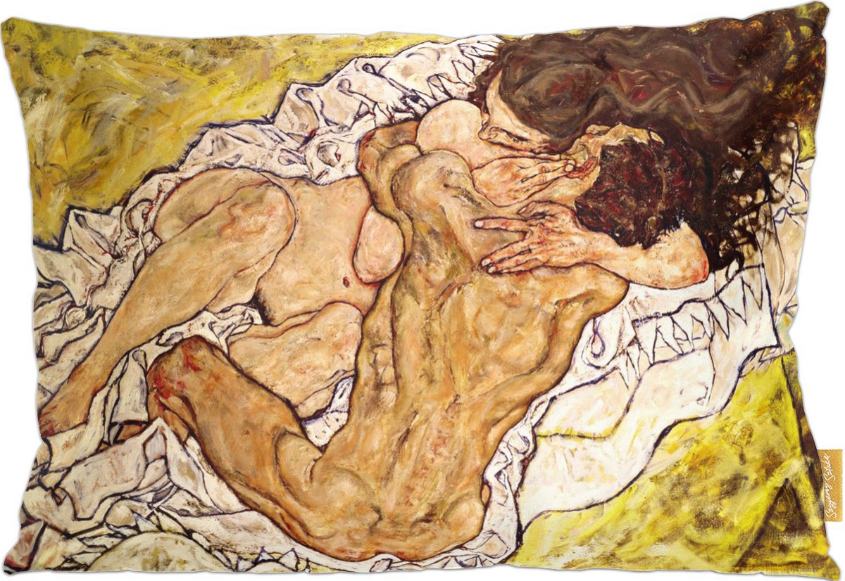 Poduszka dekoracyjna na prezent z obrazem The Embrace (1917) Egon Schiele Szyjemy Sztukę