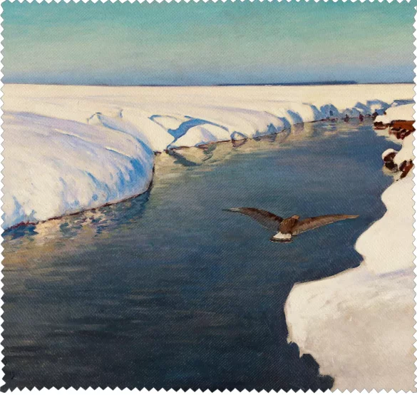 Ściereczka do okularów Pejzaż zimowy z rzeką i ptakiem Julian Fałat