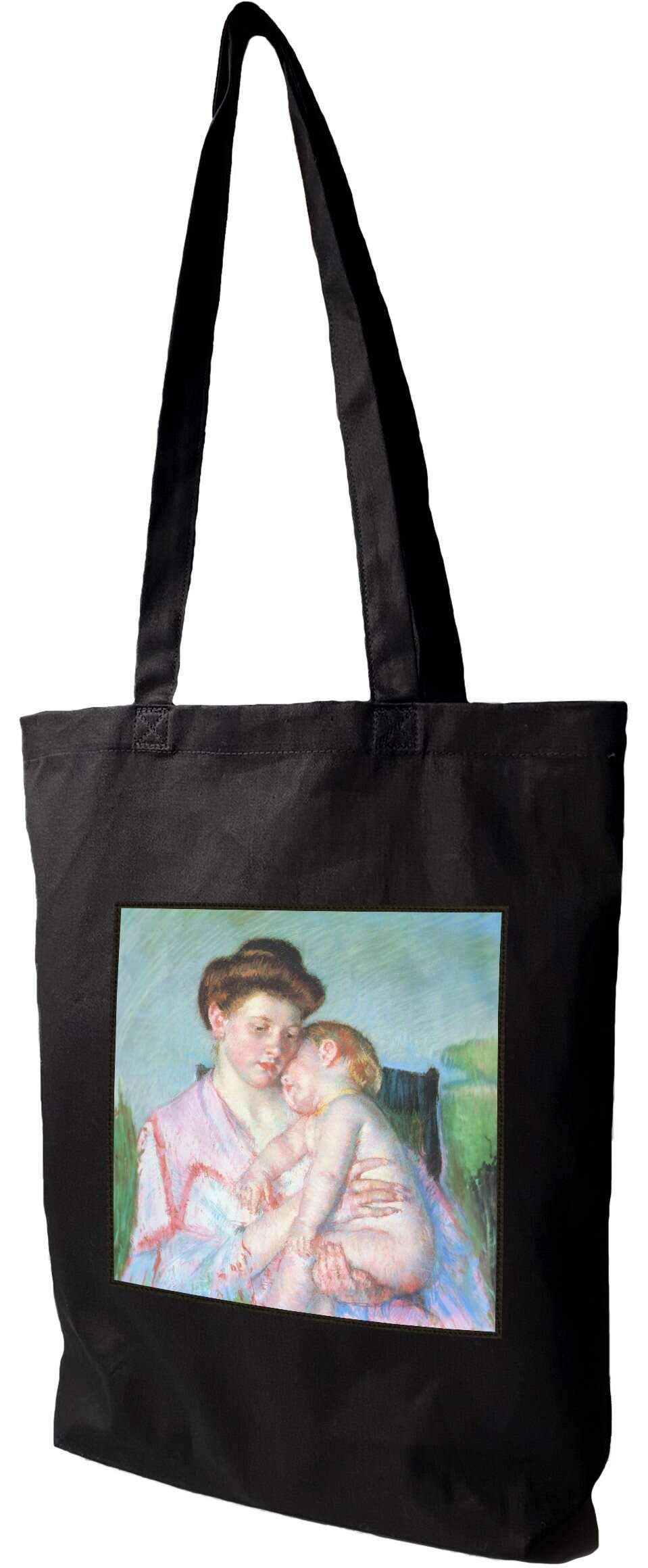 Torba z naszywką Śpiące niemowlę Mary Cassatt, Czarna