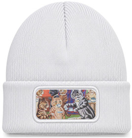 Czapka zimowa Herbata dla kota Louis Wain – biała