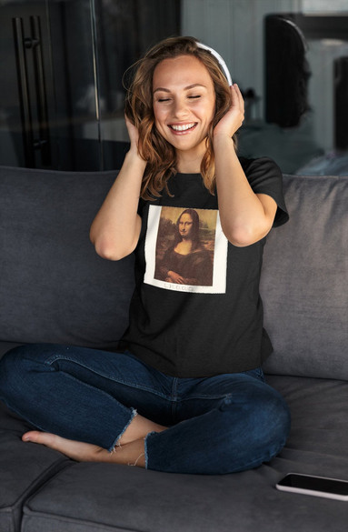 Bluzka damska z naszywką  L.H.O.O.Q. Marcel Duchamp