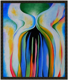 Naszywka Szare linie z czarnym, niebieskim i żółtym Georgia O’Keeffe