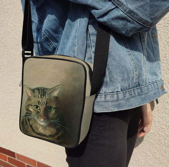 Torba Listonoszka Studium głowy kota tabby Louis Wain