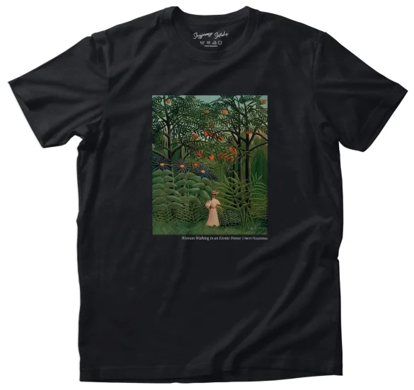 Koszulka z nadrukiem Woman Walking in an Exotic Forest Henri Rousseau