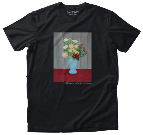 Koszulka z nadrukiem Still life of flowers in a blue vase Henri Rousseau