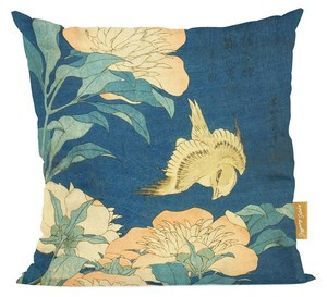 Poduszka Kanarek i piwonia Katsushika Hokusai