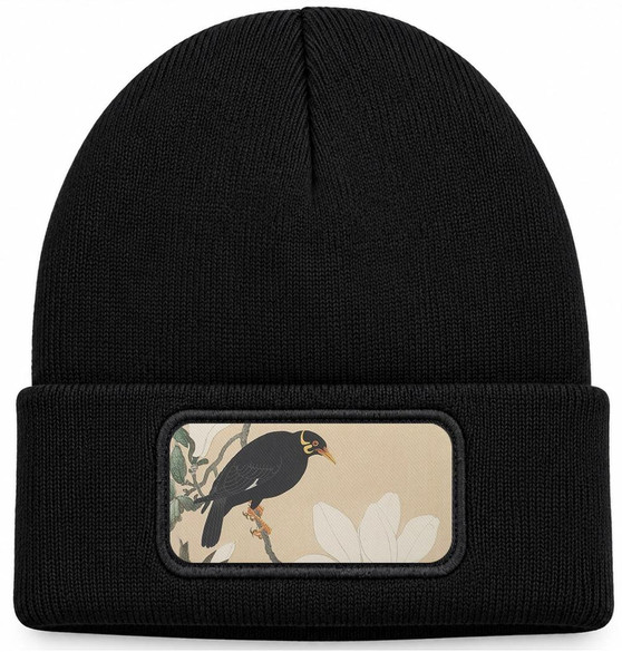 Czapka zimowa Wzgórze Myna na gałęzi magnolii Ohara Koson – czarna