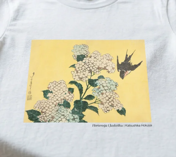 Koszulka z nadrukiem Hortensja i Jaskółka Katsushika Hokusai