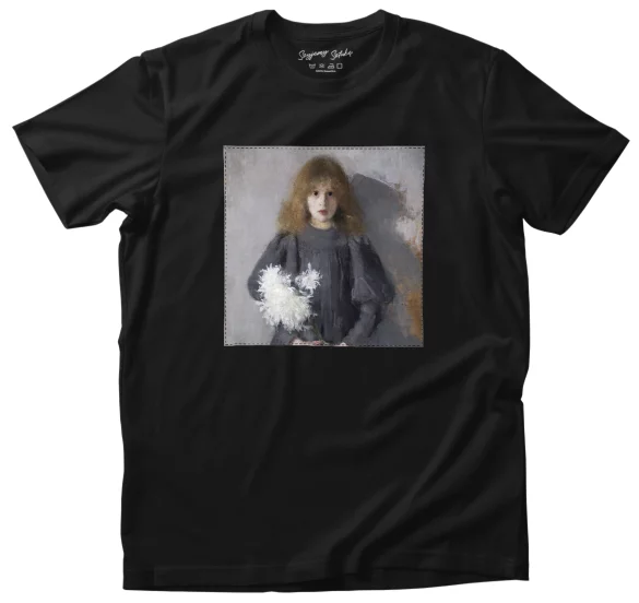 Koszulka z naszywką Dziewczyna z chryzantemami Olga Boznańska