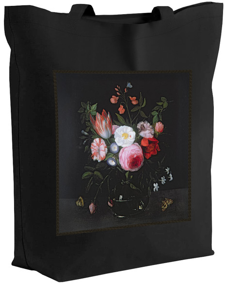 Torba z naszywką Wiosenne kwiaty w szklanym wazonie Jan van Kessel (starszy) 